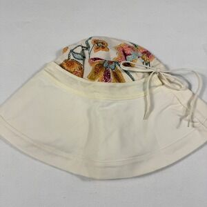 Physician Endorsed Sun Hat OS Cream Floral Embroidery UPF 50+ Wide‎ Brim Cotton